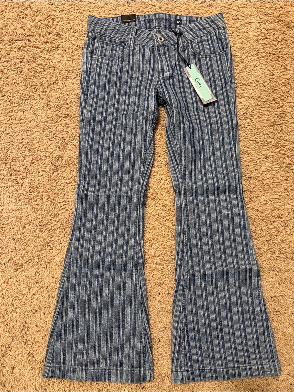 Grace Blue Striped Flare Jeans